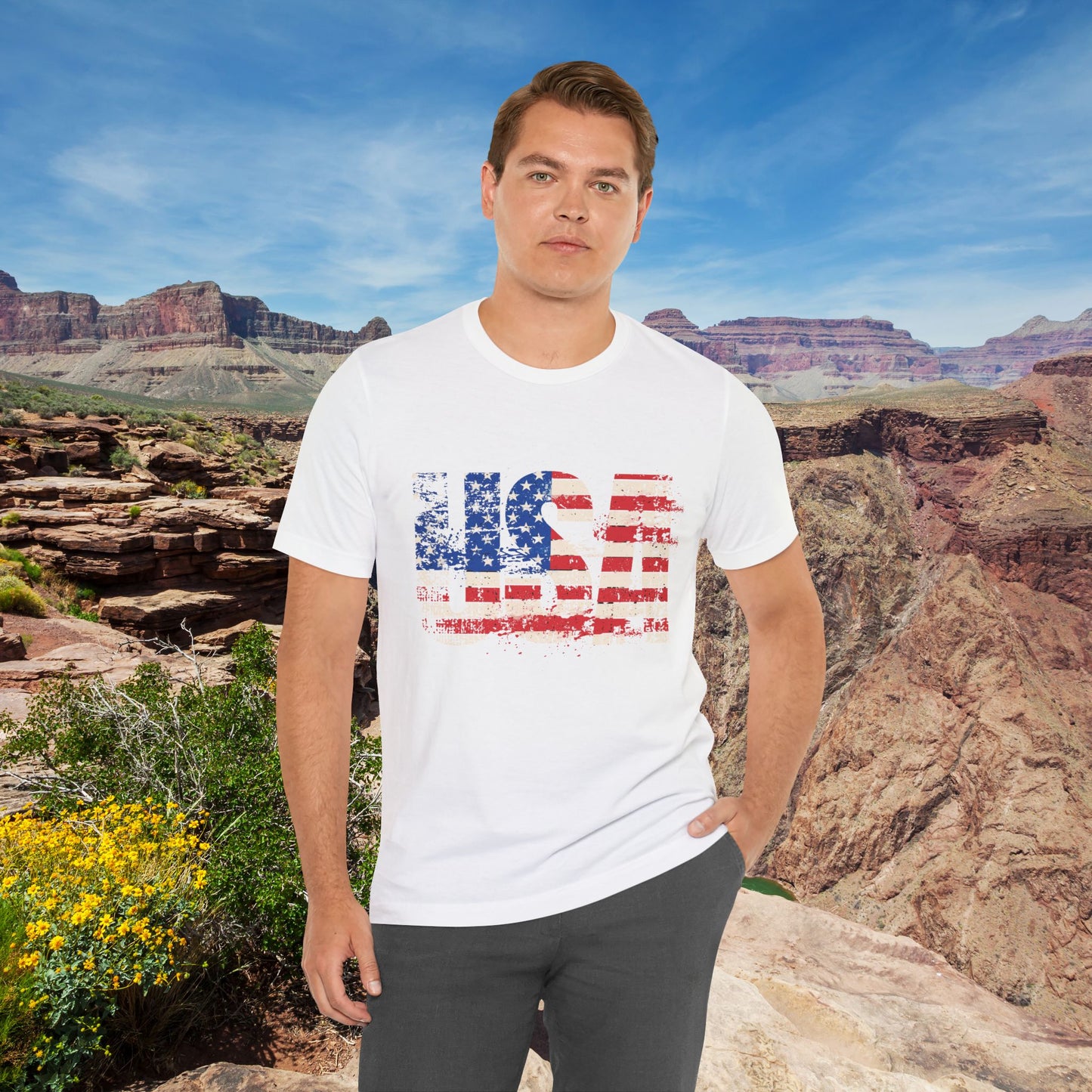 USA - Red White Blue - American Flag - Classic Unisex Tee - Holiday Gift - Patriotic Pride