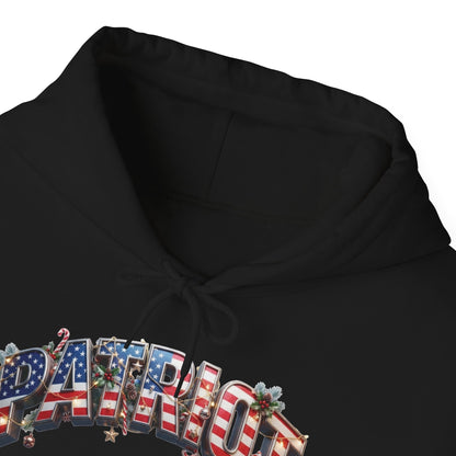 Patriot Christmas Hoodie - Flag Letters with Ornaments | Clean Minimal Graphic | Unisex S-5XL