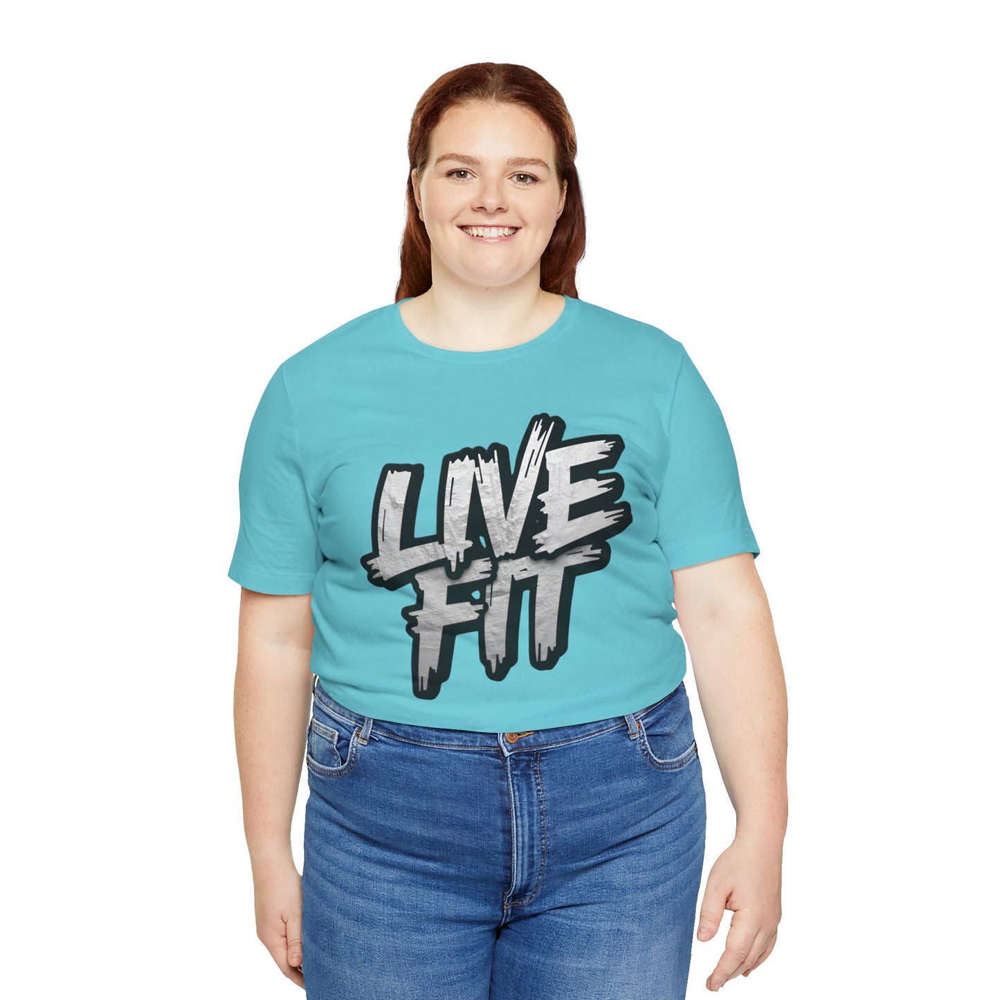 LIVE FIT Unisex Jersey Tee - Fitness Shirt - XS - 4XL -  Workout Apparel -  Motivational T-Shirt - Casual Wear - Gift for Fitness Enthusiasts