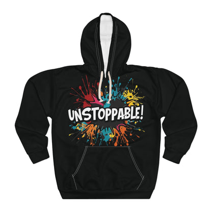 Unisex  - Unstoppable  Design  Pullover  Hoodie - Colorful  Splash  Design - for  Motivation  and  Style