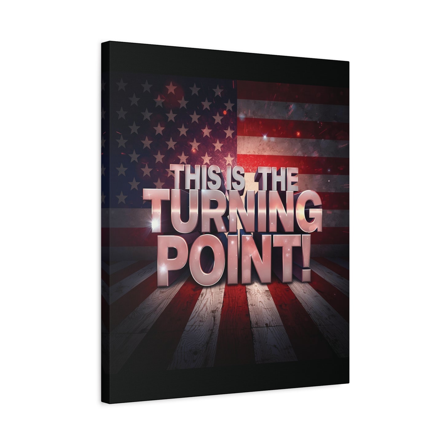 Gallery Wrapped Canvas Wall Art - Charlie Kirk Inspired - This Is The Turning Point! - Red White Blue - American Flag Backdrop Design - Multiple Sizes -