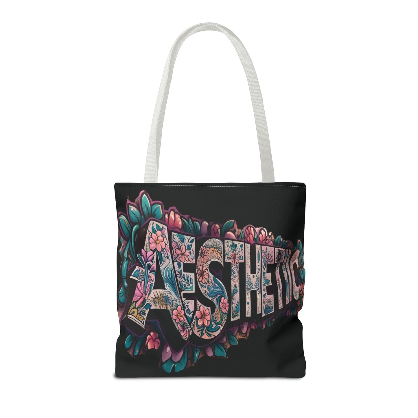 Eye-Catching - Aesthetic - Black Floral Tote Bag - Shopping Bag - Eco-Friendly Grocery Tote - Boho Style Handbag - Gift  for Art Lovers - Travel Accessory -