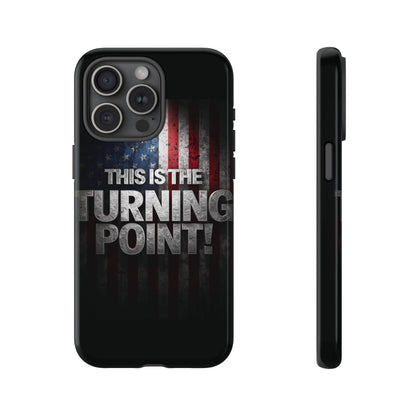 Stunning Patriotic Protective Cell Phone Case -  Charlie Kirk - This Is The Turning Point! - Red White Blue - Beautiful American Flag Backdrop Design - Perfect Gift for Everyday Use, Durable Cover, Stylish Protection