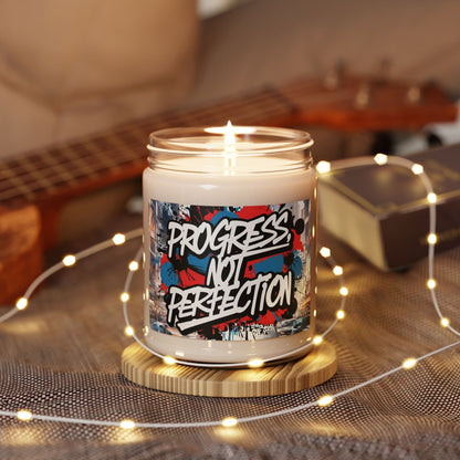 Progress Not Perfection Scented Soy Candle - 9oz - Inspirational Motivational Gift - Fitness Home Decor - 9 Scents