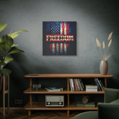 Patriotic Wall Art Print - Freedom Design Canvas Decor - American Flag Red White & Blue Artwork - Christmas Gifts - Independence Day Decoration - Home Gallery Piece -