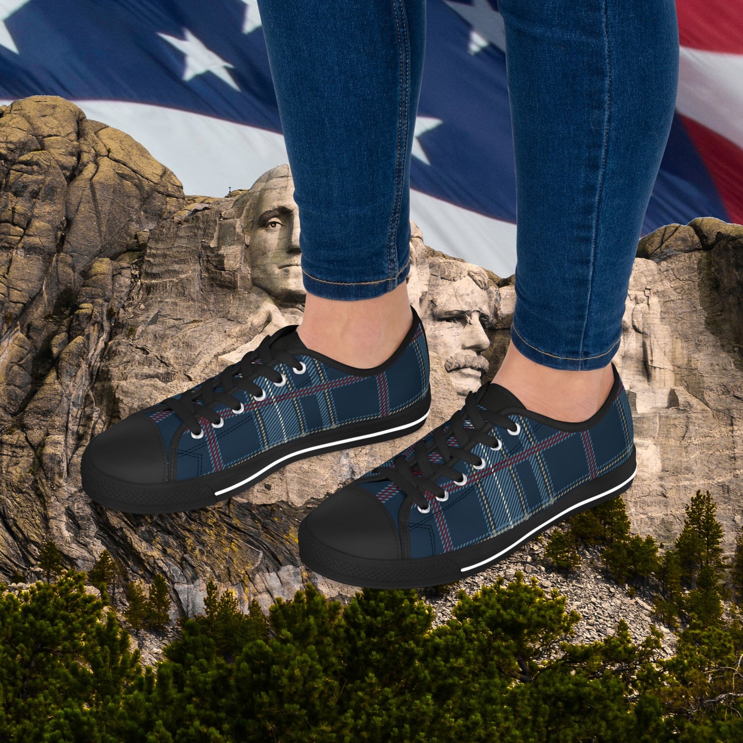 🇺🇸 Plaid Blue 🇺🇸 Low Top Sneakers 🇺🇸 Comfortable 🇺🇸Casual Footwear 🇺🇸 for Every Occasion 🇺🇸