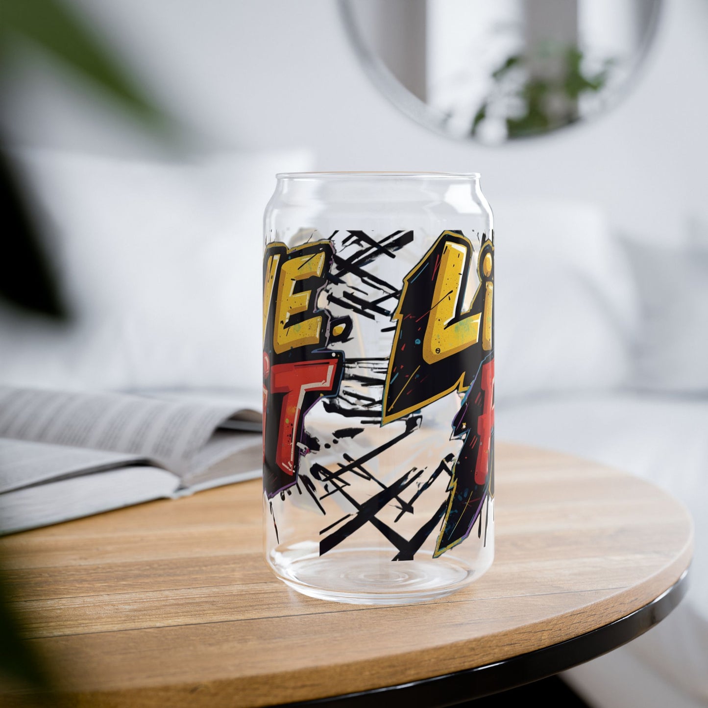 Live Fit Sipper Glass - 16oz Motivational Drink ware - Fitness Gift - Workout Accessories -  Hydration Bottle - Gym Essential