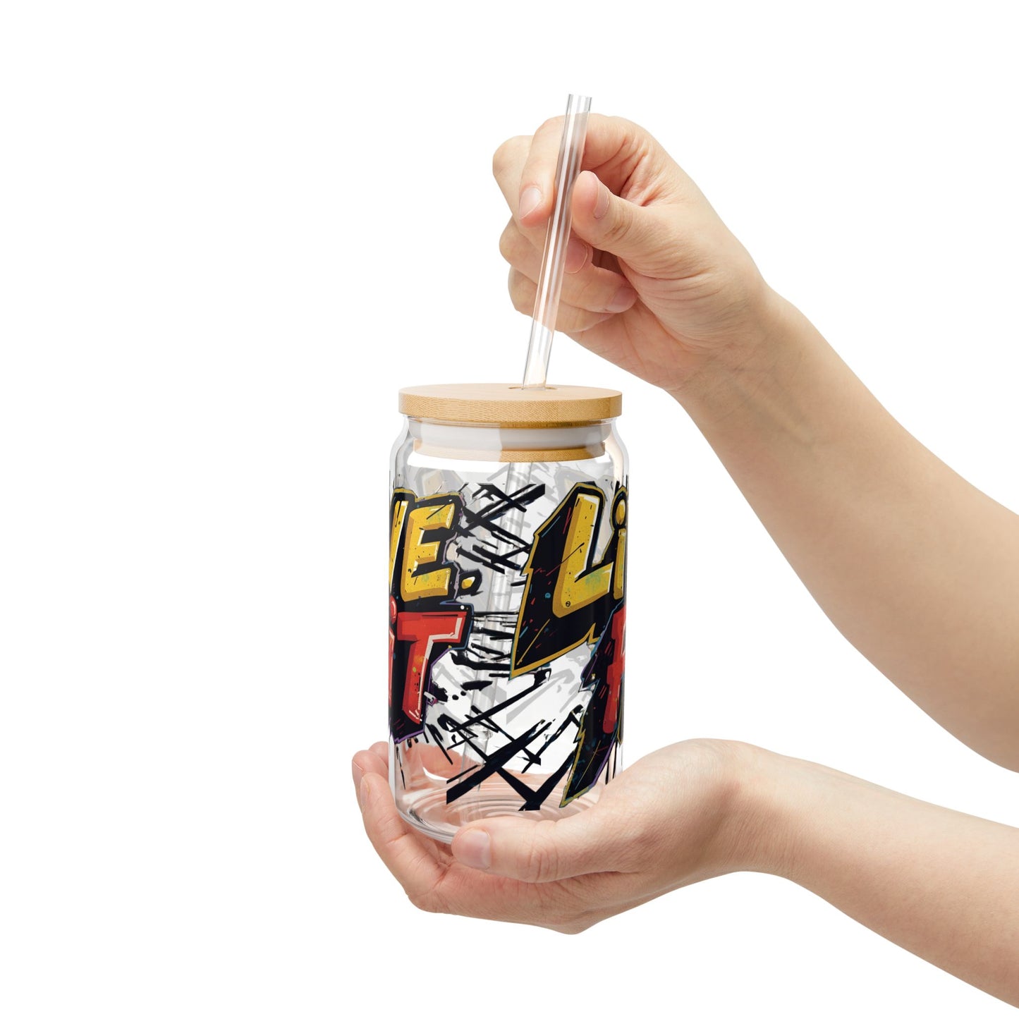 Live Fit Sipper Glass - 16oz Motivational Drink ware - Fitness Gift - Workout Accessories -  Hydration Bottle - Gym Essential