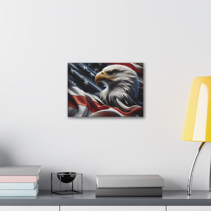 Patriotic Canvas Wall Art, American Eagle & Flag Print, Home Decor for Veterans, Memorial Day, Independence Day, Gifts