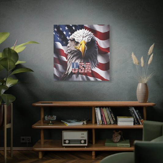 Striking - American Eagle Up Against An American Flag - Red White Blue - Canvas Wall Art Design - Patriotic Home Decor - USA Pride -