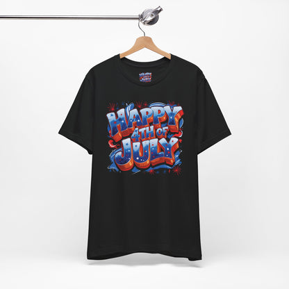 Happy 4th Of July, Print Design T-Shirt, Independence Day, American Flag, Bald Eagle, Red White Blue