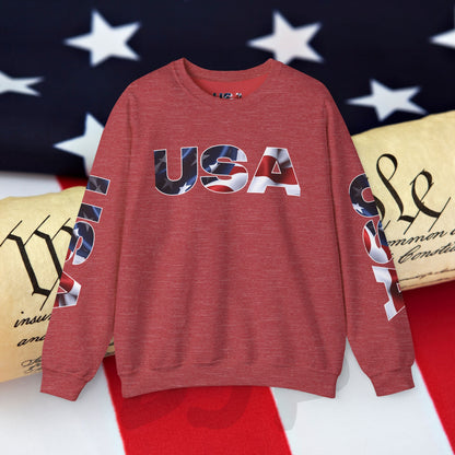 Patriotic USA Crewneck Sweatshirt - Unisex Heavy Blend - American Pride - National Pride Gift - S-5XL