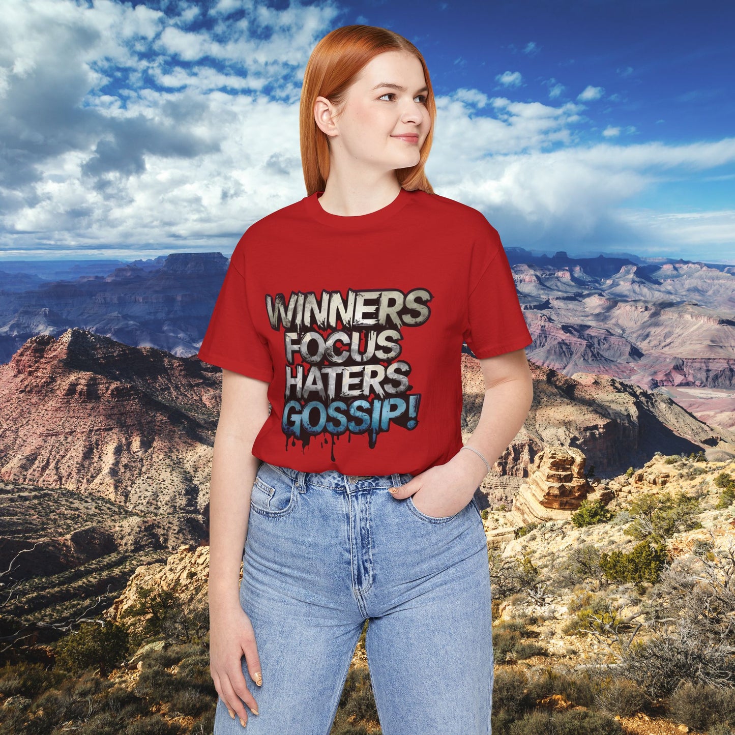 Winners Focus Haters Gossip! Tee - Motivational Graphic Shirt -  Unisex Tee for Casual Wear -  Gift for Friends -  Streetwear Fashion