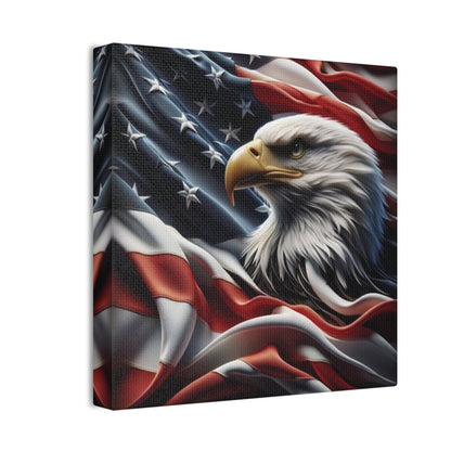 Patriotic Canvas Wall Art - American Eagle - American Flag Background Design - Red White Blue - Home Decor for Veterans -  Memorial Day -  Independence Day -  Holiday Gifts -