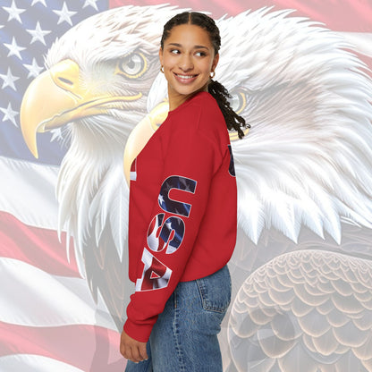 Patriotic USA Red White Blue - Crewneck Sweatshirt - Unisex Pullover - S-5XL