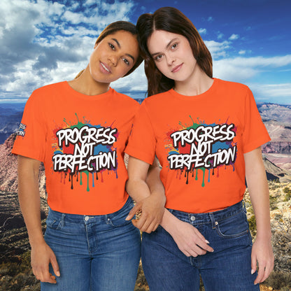 💥 Vibrant   💥   Eye-catching   💥   Motivational    💥 All  Over Print   💥 Unisex T-shirt  💥   Progress  Not  Perfection   💥  Art-Inspired   💥  Apparel  💥  Sizes  XS  x  4XL 💥