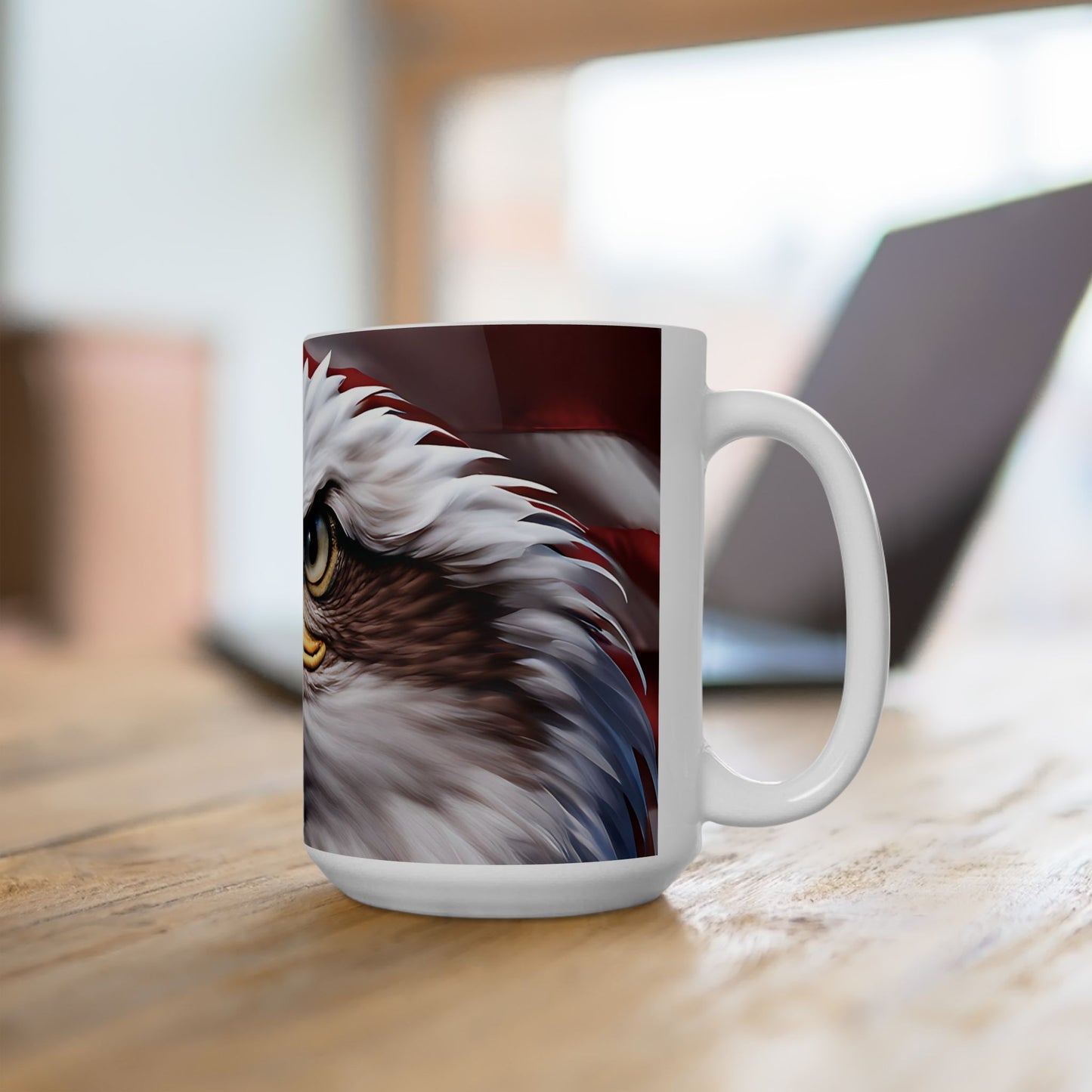 Patriotic Red White & Blue Mug - American Flag & Bald Eagle - 11oz/15oz - 4th of July Gift