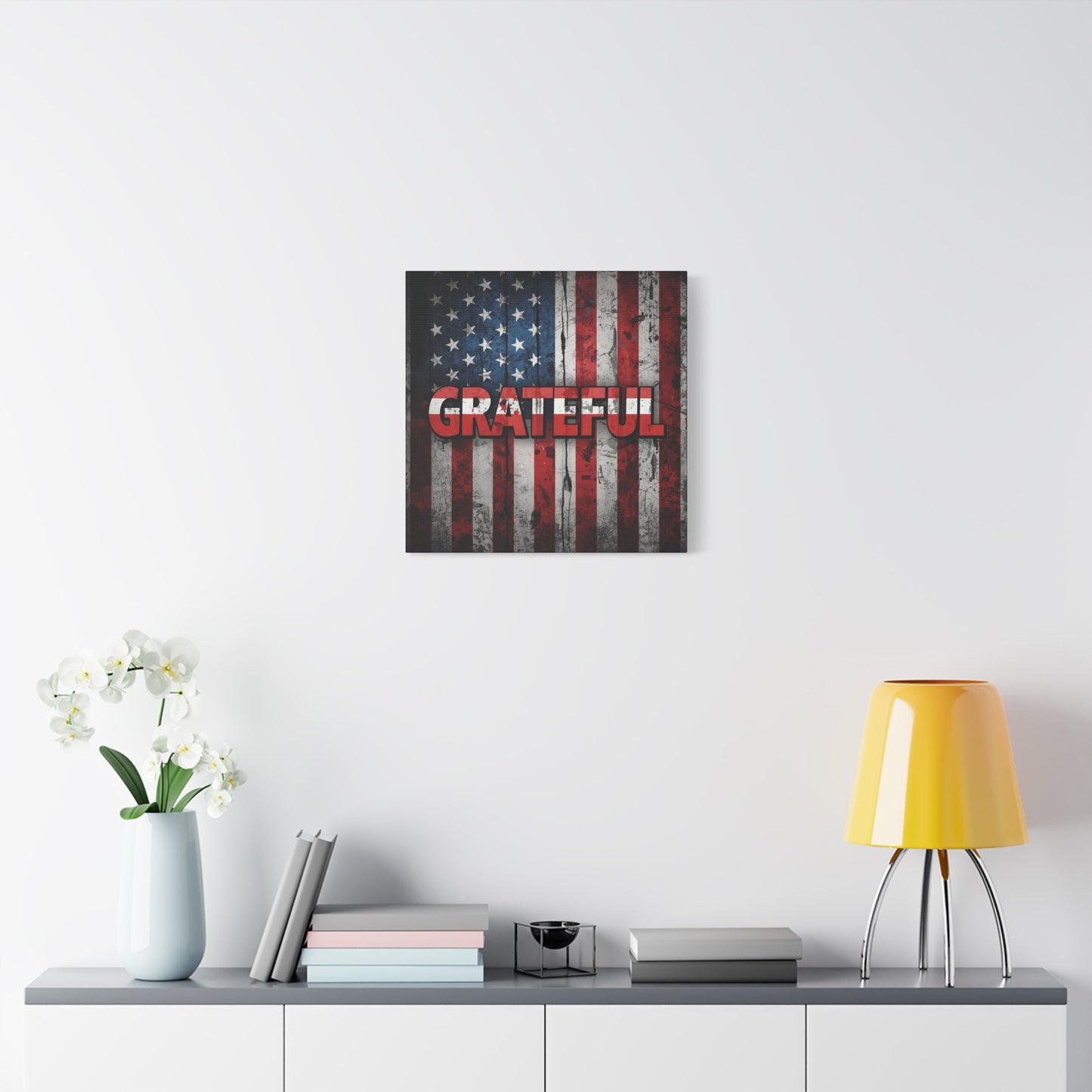 Grateful American Flag Wall Art | Patriotic Canvas Decor, Home Wall Decor, Inspirational Gift, 4th of July Decoration, Veteran's Day