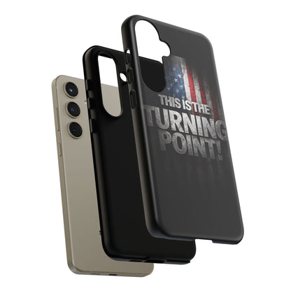 Stunning Patriotic Protective Cell Phone Case -  Charlie Kirk - This Is The Turning Point! - Red White Blue - Beautiful American Flag Backdrop Design - Perfect Gift for Everyday Use, Durable Cover, Stylish Protection
