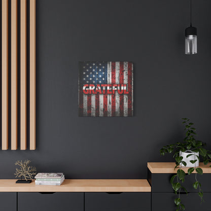 Grateful American Flag Wall Art | Patriotic Canvas Decor, Home Wall Decor, Inspirational Gift, 4th of July Decoration, Veteran's Day