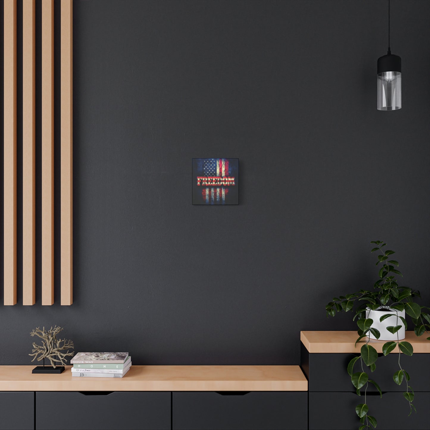 Patriotic Wall Art Print - Freedom Design Canvas Decor - American Flag Red White & Blue Artwork - Christmas Gifts - Independence Day Decoration - Home Gallery Piece -