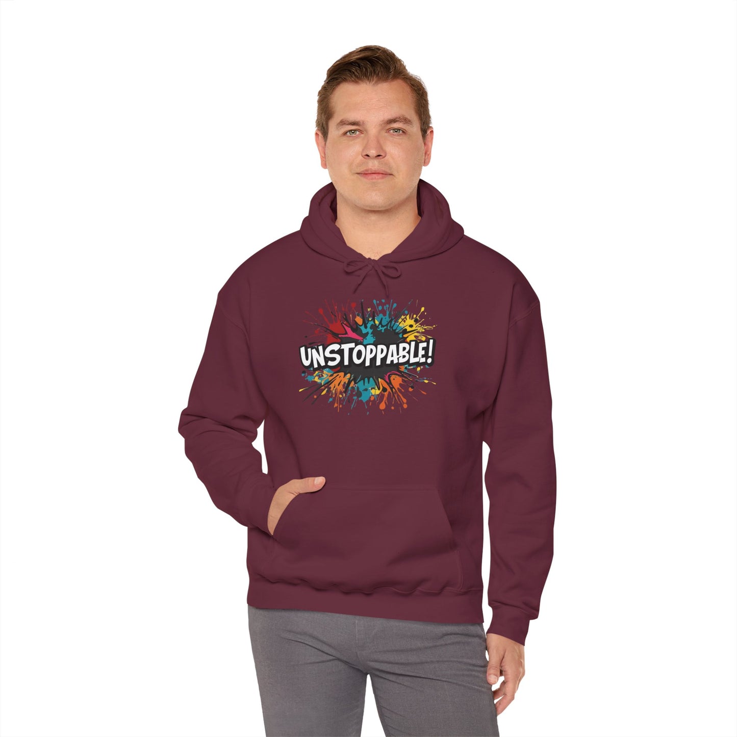 Unstoppable! Paint Splash Hoodie - Motivational Graphic Sweatshirt - Unisex Pullover - S-5XL