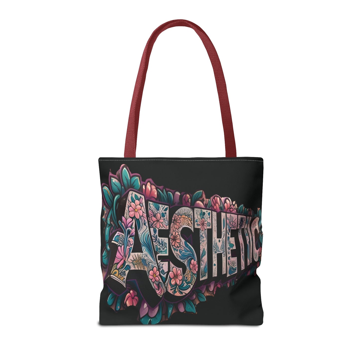 Eye-Catching - Aesthetic - Black Floral Tote Bag - Shopping Bag - Eco-Friendly Grocery Tote - Boho Style Handbag - Gift  for Art Lovers - Travel Accessory -