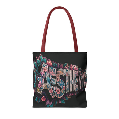 Eye-Catching - Aesthetic - Black Floral Tote Bag - Shopping Bag - Eco-Friendly Grocery Tote - Boho Style Handbag - Gift  for Art Lovers - Travel Accessory -