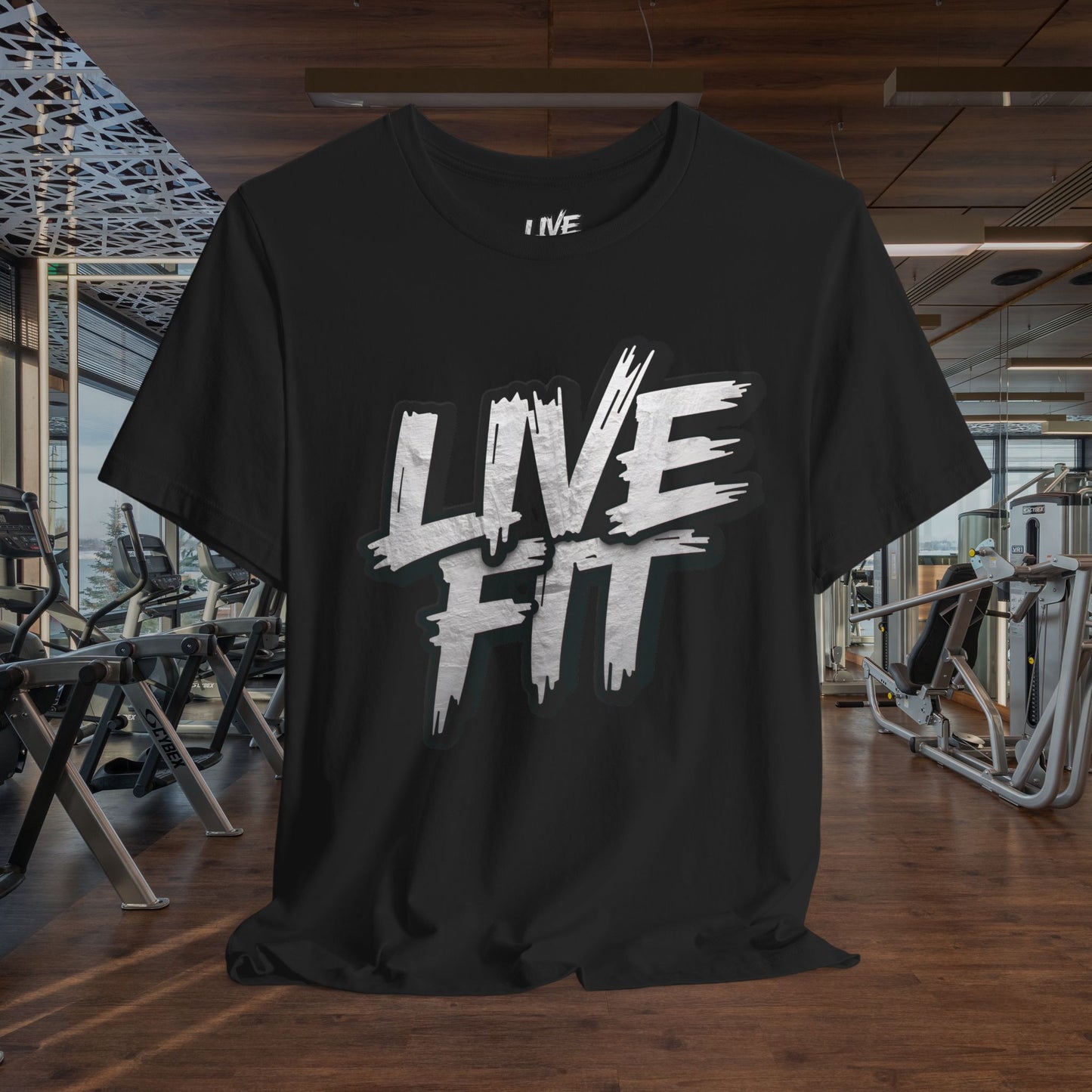 LIVE FIT Unisex Jersey Tee - Fitness Shirt - XS - 4XL -  Workout Apparel -  Motivational T-Shirt - Casual Wear - Gift for Fitness Enthusiasts