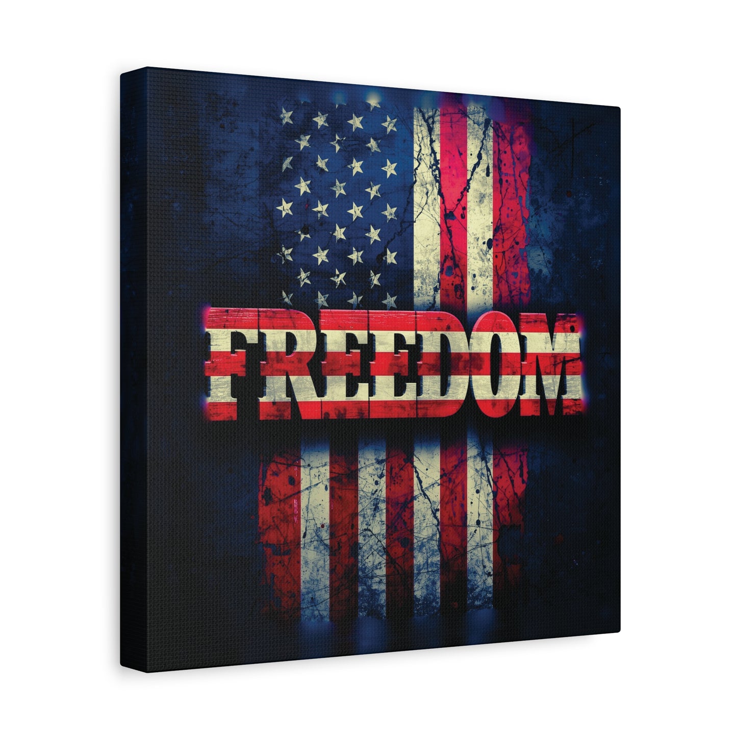 Patriotic Wall Art Print - Freedom Design Canvas Decor - American Flag Red White & Blue Artwork - Christmas Gifts - Independence Day Decoration - Home Gallery Piece -