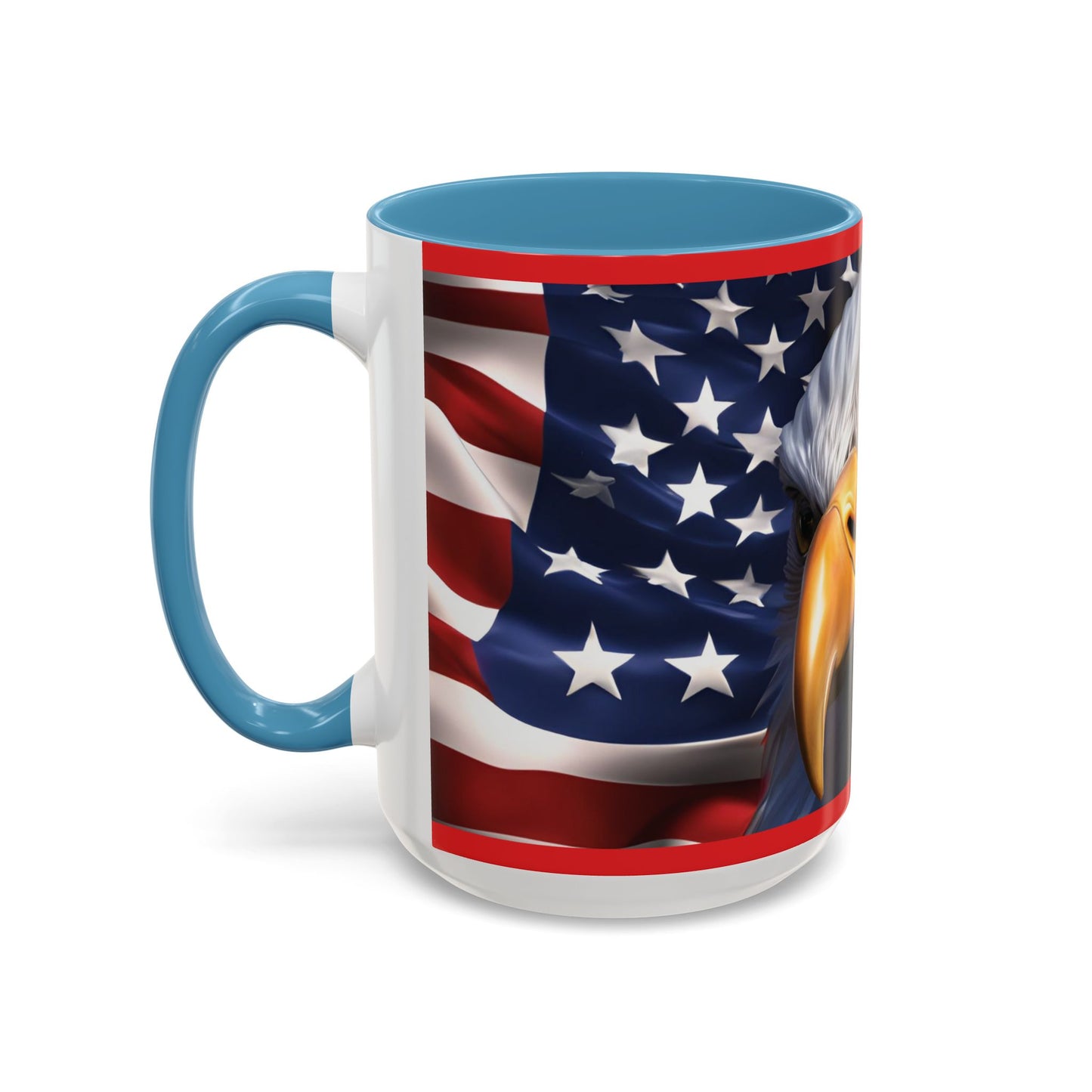 Patriotic Bald Eagle Coffee Mug - American Flag Accent - 11oz/15oz - Multiple Colors