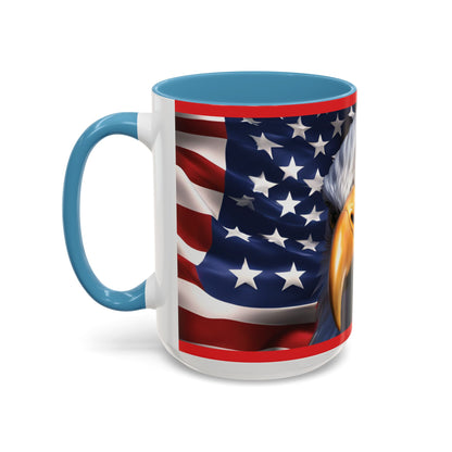 Patriotic Bald Eagle Coffee Mug - American Flag Accent - 11oz/15oz - Multiple Colors