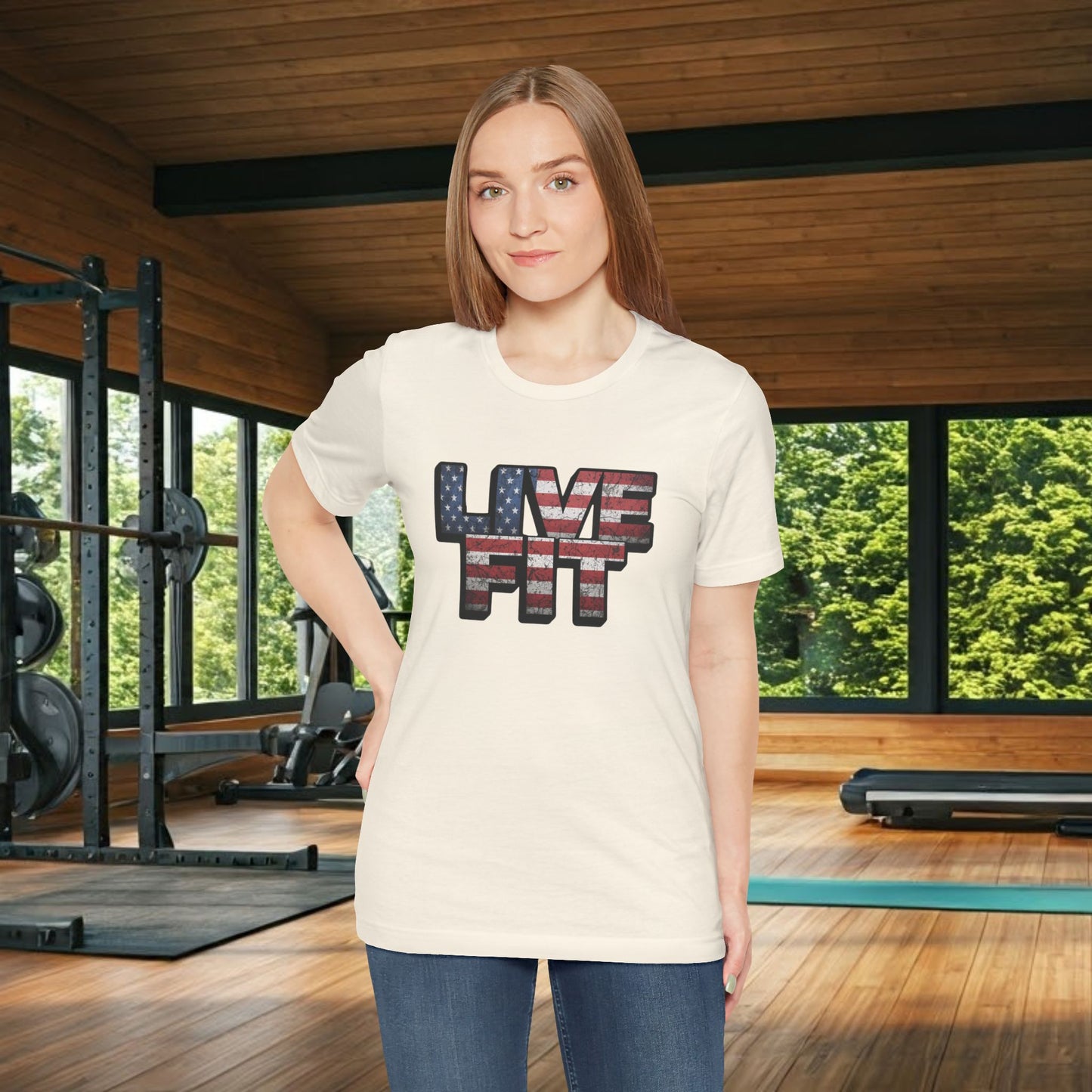 LIVE FIT Patriotic T-Shirt - American Flag Red White Blue - Unisex Fitness Tee