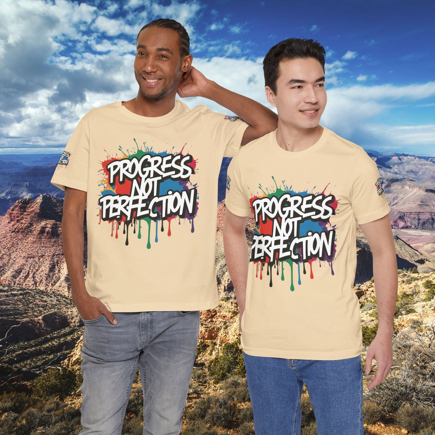 💥 Vibrant   💥   Eye-catching   💥   Motivational    💥 All  Over Print   💥 Unisex T-shirt  💥   Progress  Not  Perfection   💥  Art-Inspired   💥  Apparel  💥  Sizes  XS  x  4XL 💥