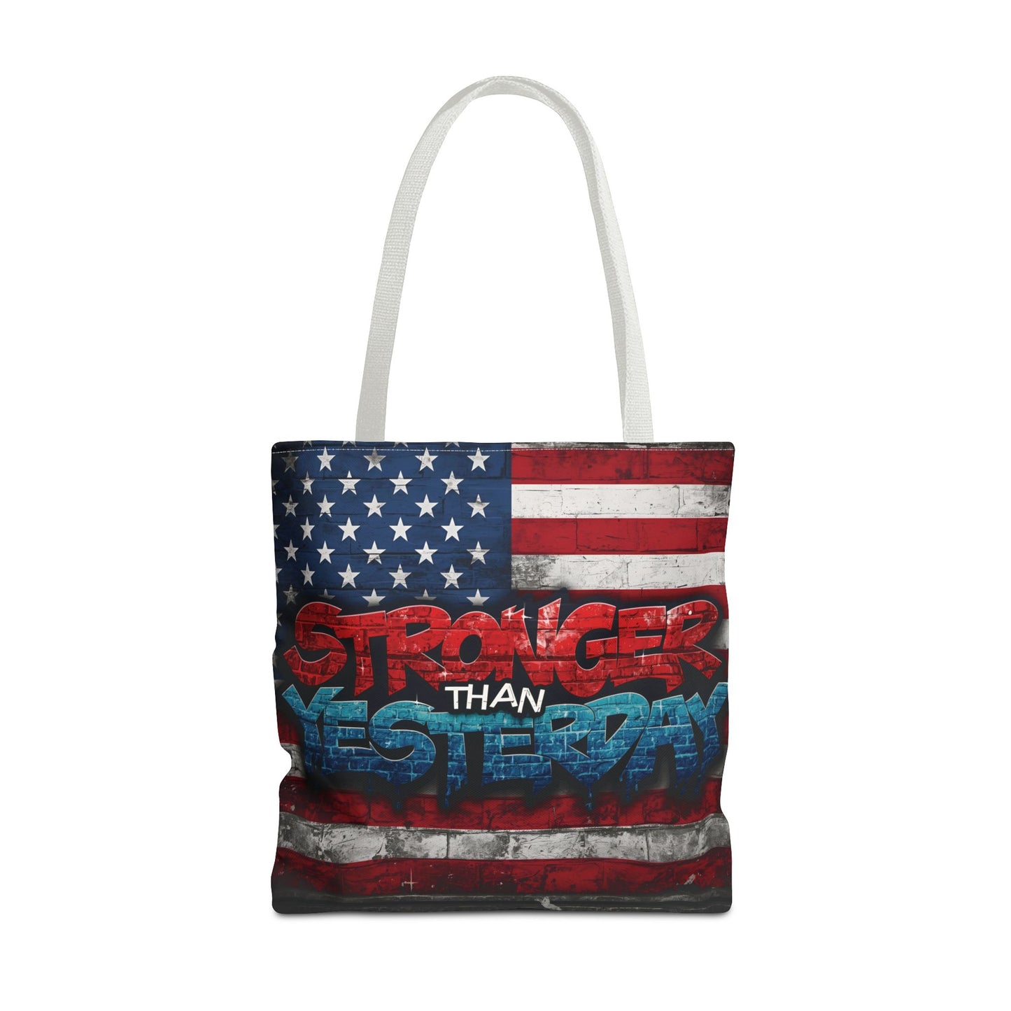 Patriotic Red White Blue Tote Bag - Stronger Than Yesterday - Perfect for Fourth of July, Gym, Beach, Shopping, Gifts