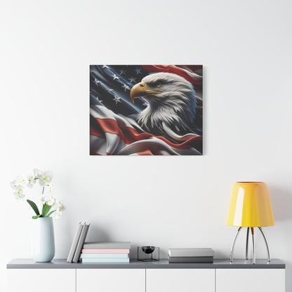 Patriotic Eagle Gallery Wrapped Canvas Art - American Flag Wall Decor - Red White Blue - USA Pride - Holiday Gift -  4th of July Home Decoration - Veteran Gift -  USA Theme Art - Print On Sides - Mirror Sides -