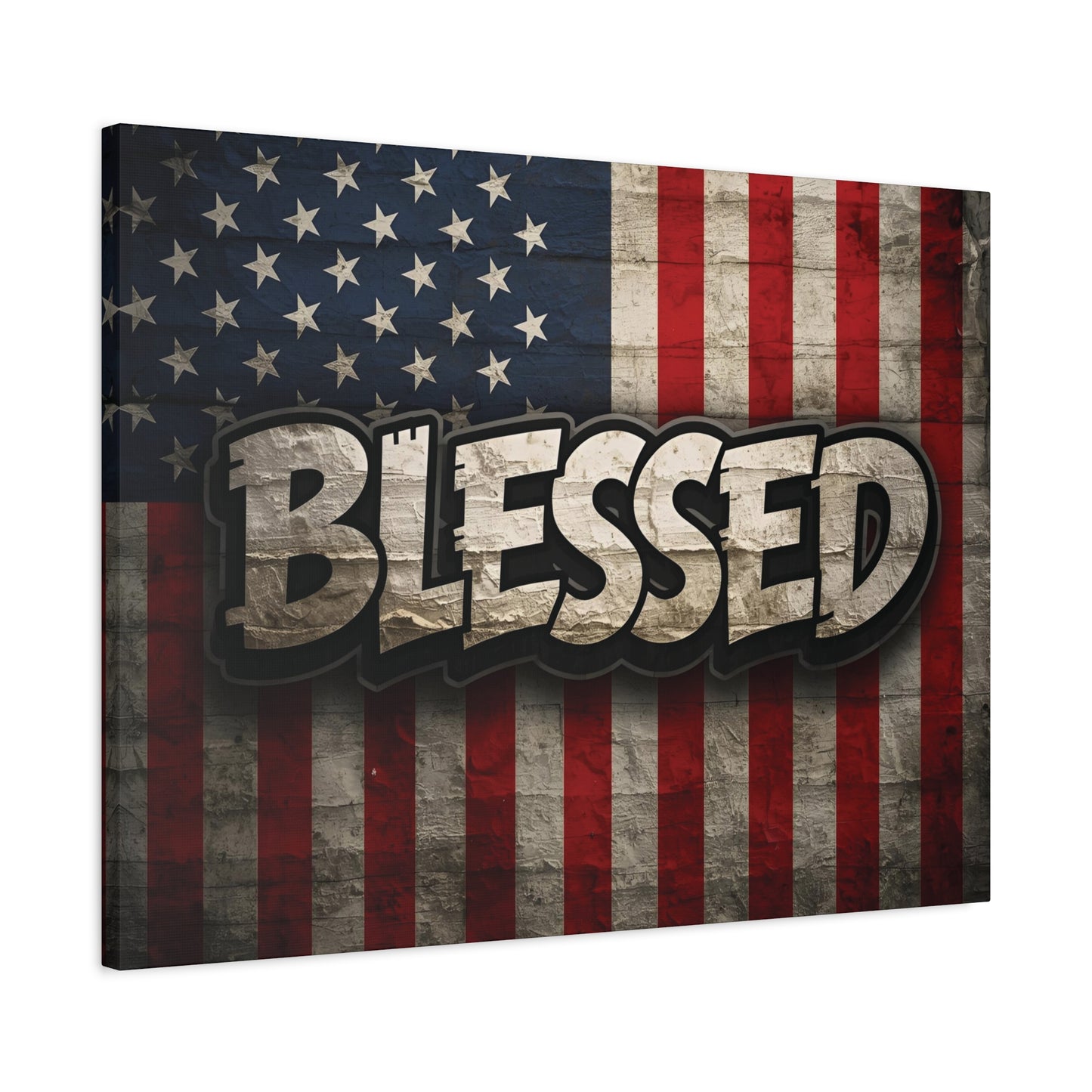 Blessed American Flag Canvas Wall Art, Patriotic Home Decor, Inspirational Gift, Rustic Wall Decor, Americana Artwork