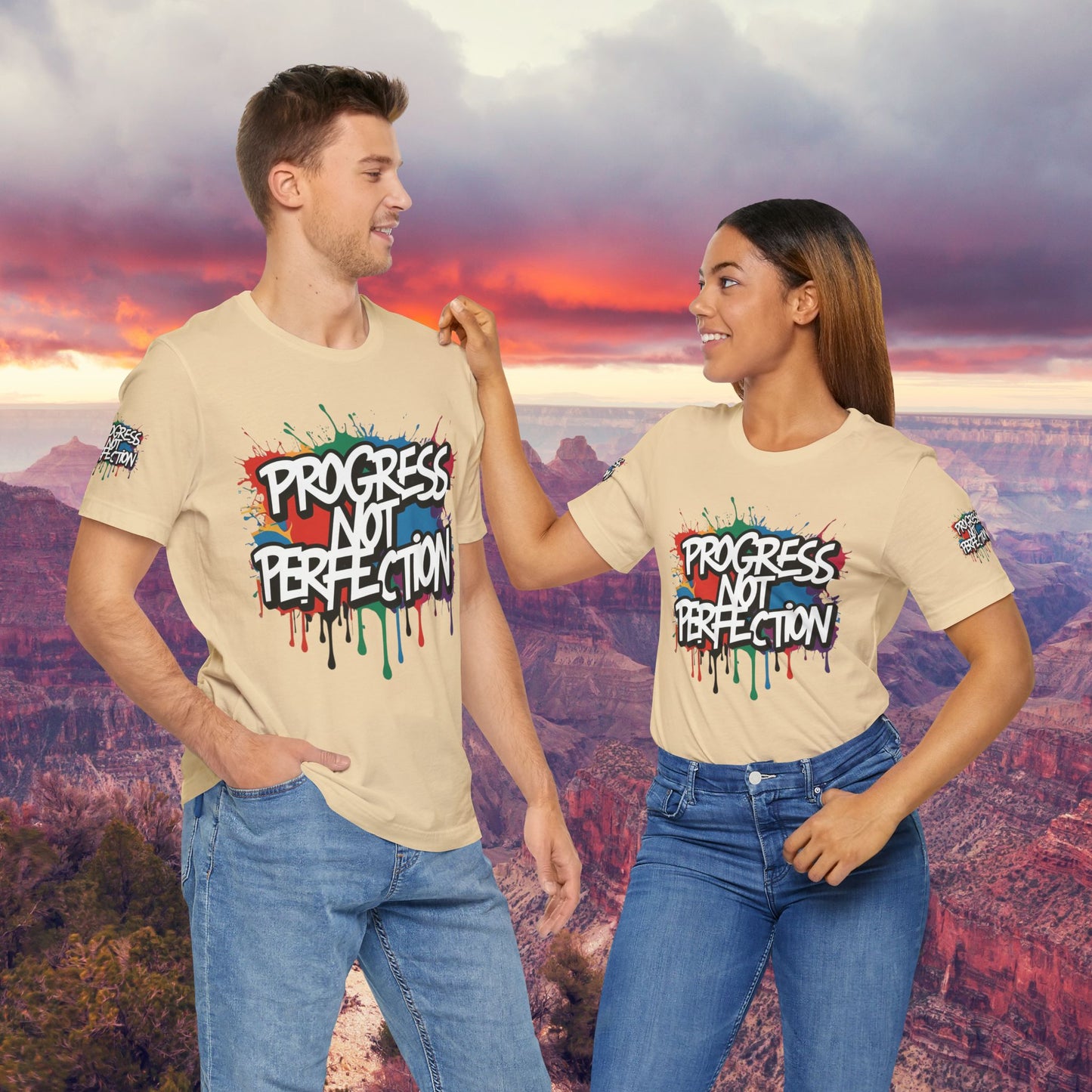 💥 Vibrant   💥   Eye-catching   💥   Motivational    💥 All  Over Print   💥 Unisex T-shirt  💥   Progress  Not  Perfection   💥  Art-Inspired   💥  Apparel  💥  Sizes  XS  x  4XL 💥