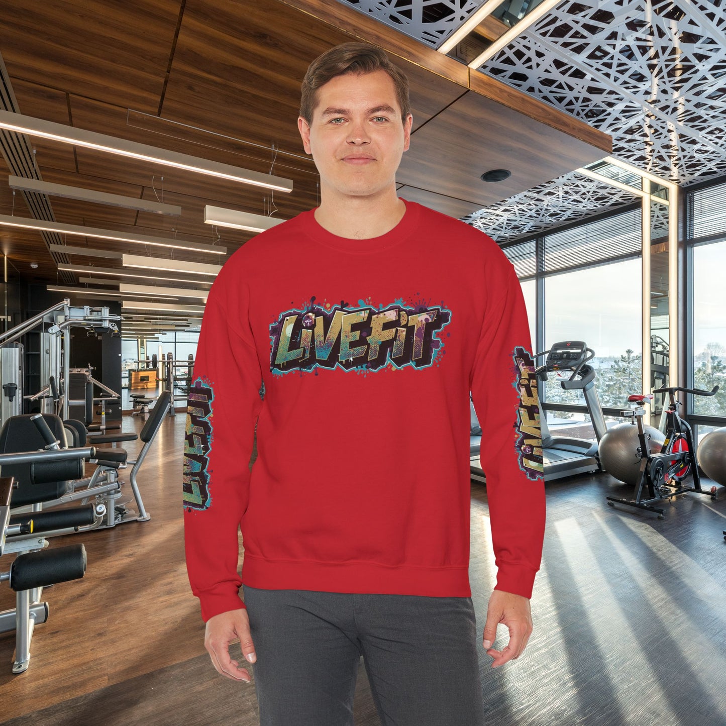Live Fit Crewneck Sweatshirt - Trendy Fitness Apparel -  Unisex Casual Wear -  Sports Gift -  Workout Fashion -  Street Style Sweatshirt -