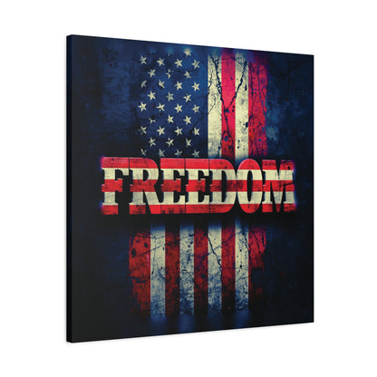 Patriotic Wall Art Print - Freedom Design Canvas Decor - American Flag Red White & Blue Artwork - Christmas Gifts - Independence Day Decoration - Home Gallery Piece -