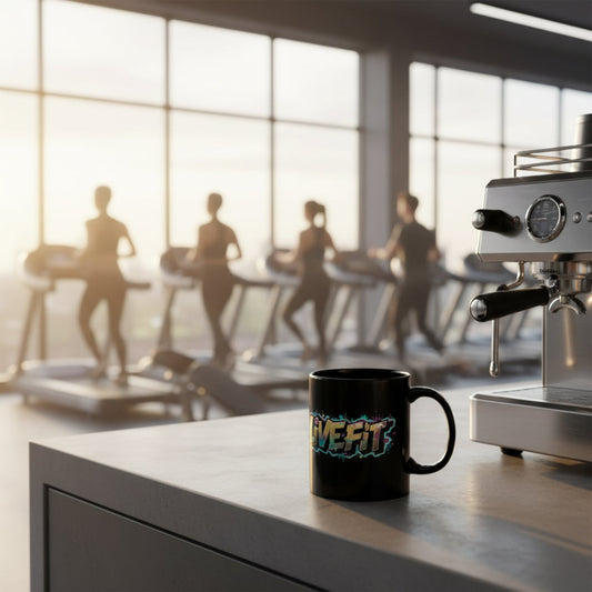 Fitness Motivational Mug - Live Fit Coffee Cup - Workout Gift -  Gym Drink-ware -  Black Mug for Fitness Enthusiasts - Christmas Gift