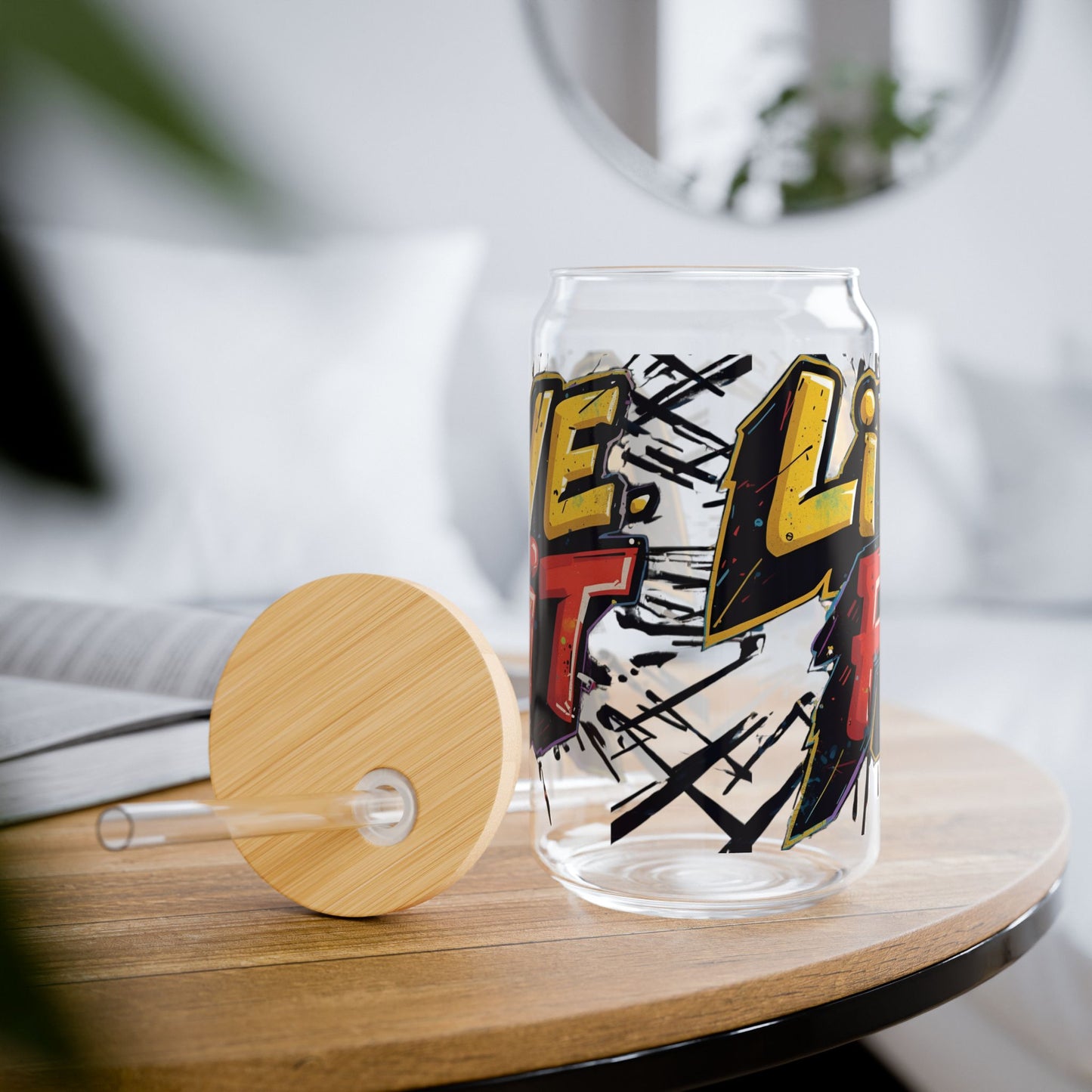 Live Fit Sipper Glass - 16oz Motivational Drink ware - Fitness Gift - Workout Accessories -  Hydration Bottle - Gym Essential