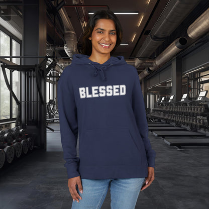 Blessed Hoodie — Cozy French Terry Pullover - with - White - Bold Front & Back Text - Holiday Gift - Fitness
