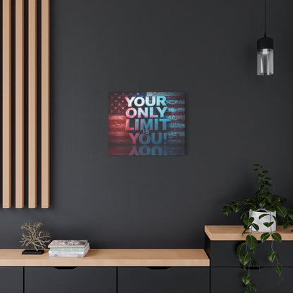 Gallery Wrapped - Motivational Canvas Wall Art - Your Only Limit Is You! - Inspirational Decor for Home Office - Inspirational Gift - Vintage American Flag - Limitless Living - Personal [...]