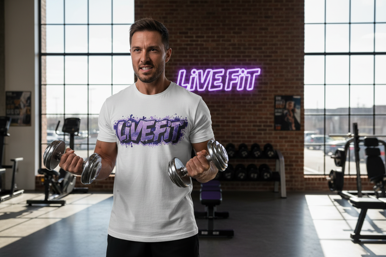 LIVE FIT Unisex T-Shirt - Motivational Fitness Tee - Workout Apparel - XS-4XL