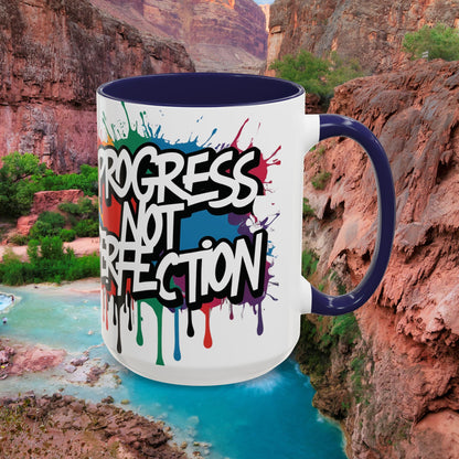 Vibrant   Ceramic  Mug    Inspirational      Let's Go!     Graffiti  Mug      Coffee Mug        Progress  Not  Perfection   Sizes   11oz  &  15oz    Birthday Gift   Graduation Gift    8  Different  Color Options