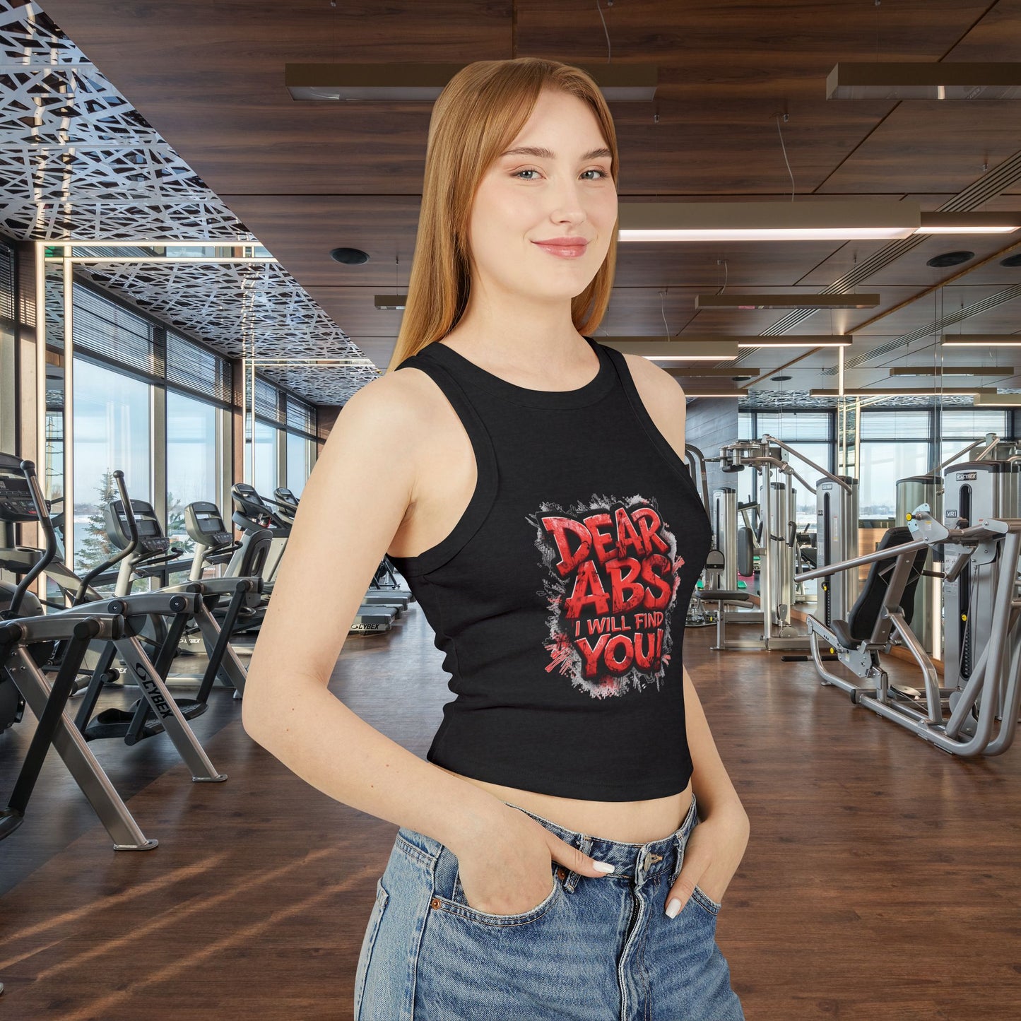 Dear Abs I Will Find You! - Racer Tank Top - Fit & Fun - Women's Crop Top - Fitness - Sizes - XS - 2XL
