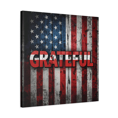 Grateful American Flag Wall Art | Patriotic Canvas Decor, Home Wall Decor, Inspirational Gift, 4th of July Decoration, Veteran's Day