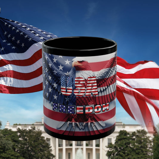 Mug - USA - Patriotic American Flag  Eagle 11oz/15oz - Freedom - Red White & Blue