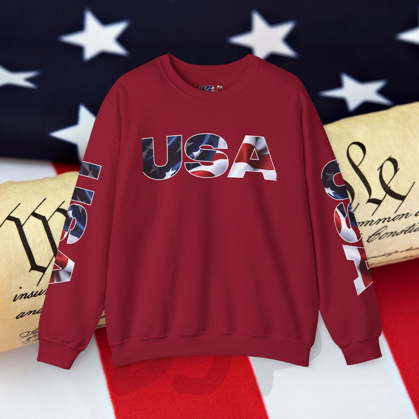 Patriotic USA Crewneck Sweatshirt - Unisex Heavy Blend - American Pride - National Pride Gift - S-5XL